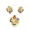 Colorful flower Enamel S925 Sterling Silver Jewelry set