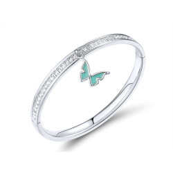 Elegant White zircon brass L316 metal bangle