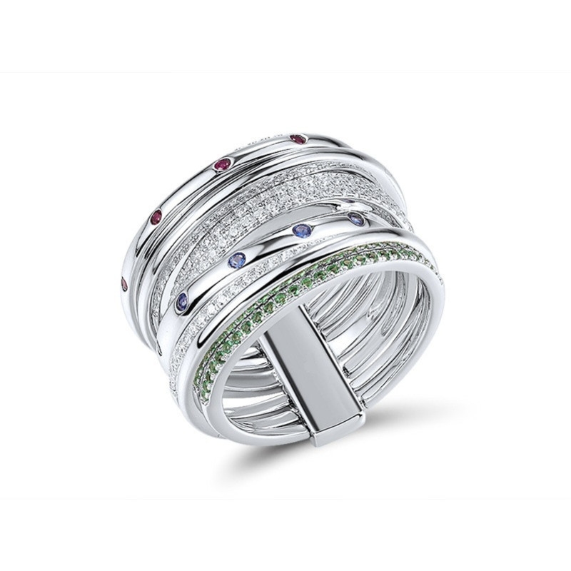 Multilayered Gold plated  Sterling Silver Sparkling  Ring