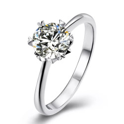 Snow Flake  6.5mm  Moissanite Gold plated silver ring