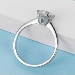 Snow Flake  6.5mm  Moissanite Gold plated silver ring