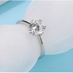 Snow Flake  6.5mm  Moissanite Gold plated silver ring