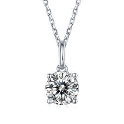 4 claws   D color  6.5mm Moissanite Gold plated Pendant chain
