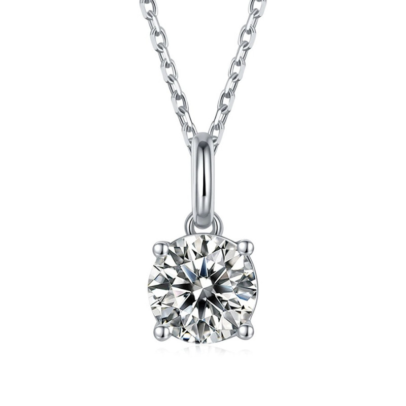 4 claws   D color  6.5mm Moissanite Gold plated Pendant chain