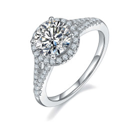 7.5mm 1.5 ct   D color  Moissanite Gold plated Engagement Ring