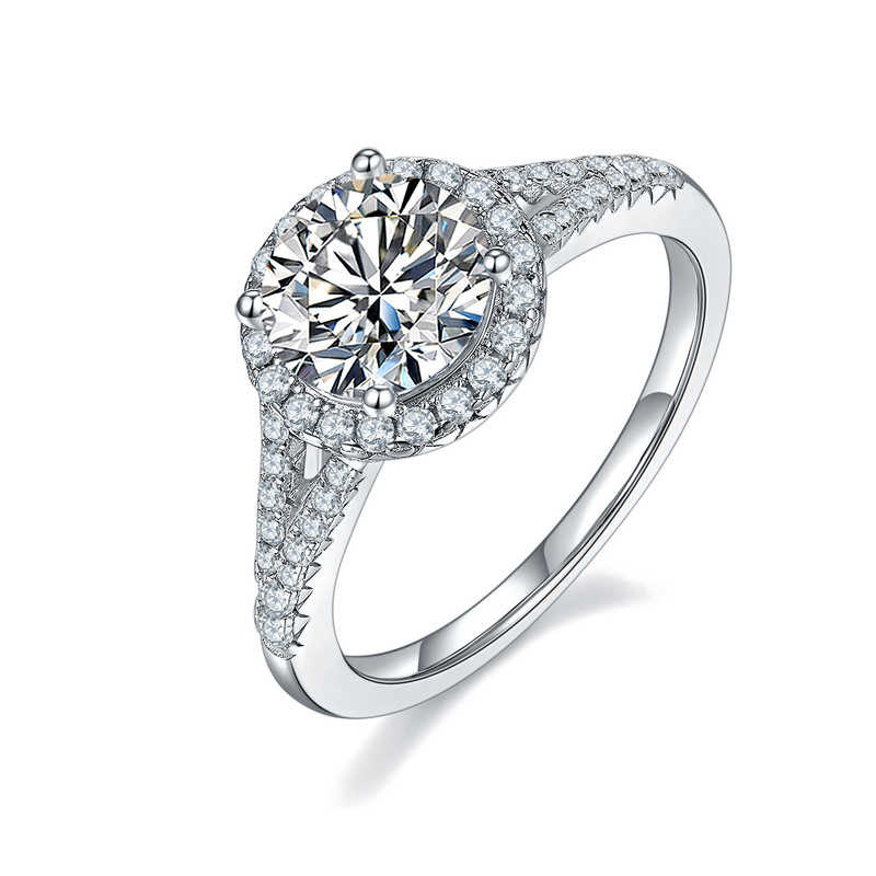 7.5mm 1.5 ct   D color  Moissanite Gold plated Engagement Ring