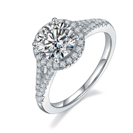 7.5mm 1.5 ct   D color  Moissanite Gold plated Engagement Ring