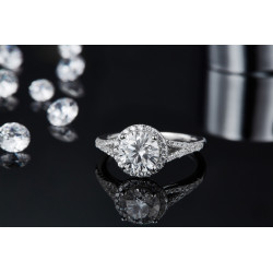 7.5mm 1.5 ct   D color  Moissanite Gold plated Engagement Ring