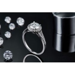 7.5 mm 1.5 карат моиссанит алтаар бүрсэн сүйн бөгж