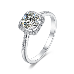 Round brilliant cut Moissanite Gold plated Engagement Ring