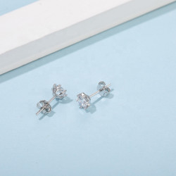 Snow flake  6.5mm Moissanite Gold plated silver Stud Earrings