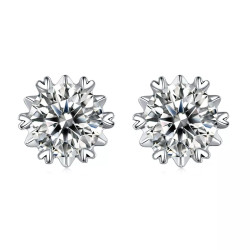 Snow flake  6.5mm Moissanite Gold plated silver Stud Earrings