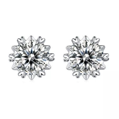 Snow flake  6.5mm Moissanite Gold plated silver Stud Earrings