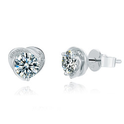 Heart 6.5mm Moissanite Gold plated silver Stud Earrings