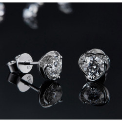 Heart 6.5mm Moissanite Gold plated silver Stud Earrings