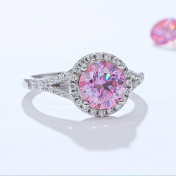 2ct Pink moissanite diamond Gold plated wedding ring
