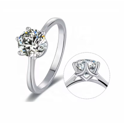 6.5mm  1ct  Moissanite Diamond Gold plated Engagement Ring