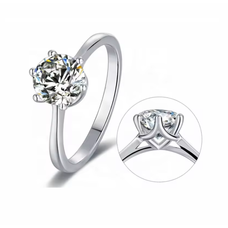 6.5mm  1ct  Moissanite Diamond Gold plated Engagement Ring