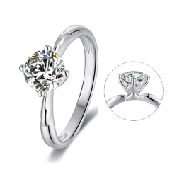 Engagement Ring 6.5mm  1ct  Moissanite Diamond Gold plated