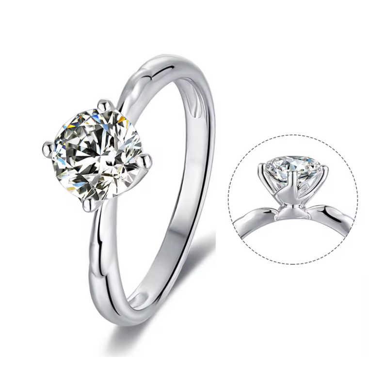 Engagement Ring 6.5mm  1ct  Moissanite Diamond Gold plated
