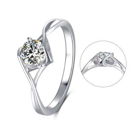 0.5 ct  5mm Moissanite Diamond  Gold plated wedding  ring