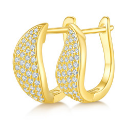 Dazzling Moissanite Diamond Gold plated Clip Earrings