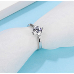 6 claws 6.5mm  1ct  Moissanite Diamond Gold plated Engagement Ring