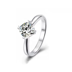 6 claws 6.5mm  1ct  Moissanite Diamond Gold plated Engagement Ring