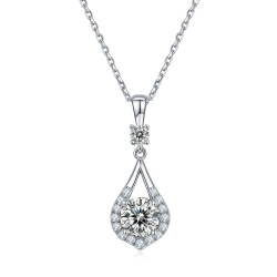 Drop D color  6.5mm Moissanite Gold plated Pendant chain