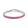 Lab Grown 5 mm Ruby- Pinkish Red Solid S925 sterling silver Bracelet