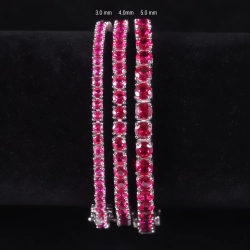 Lab Grown 5 mm Ruby- Pinkish Red Solid S925 sterling silver Bracelet