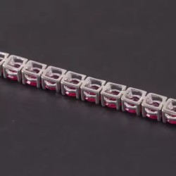 Lab Grown 5 mm Ruby- Pinkish Red Solid S925 sterling silver Bracelet