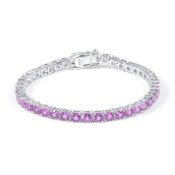 5 mm Sapphire- Medium Pink Solid S925 sterling silver Bracelet