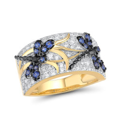 Blue Dragonfly Gold plated Sterling Silver Ring