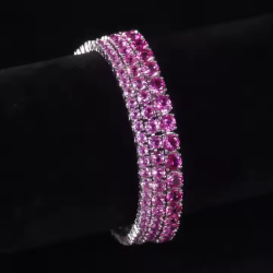 Лаборатори 5 mm ягаан индранил-  S925 сорьцтой мөнгөн бугуйвч