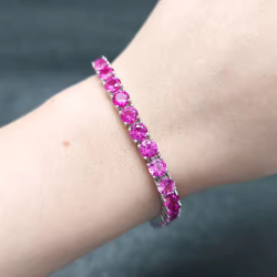 Лаборатори 5 mm ягаан индранил-  S925 сорьцтой мөнгөн бугуйвч