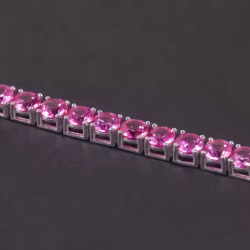 Lab Grown 5mm Sapphire- Dark Pink S925 sterling silver Bracelet