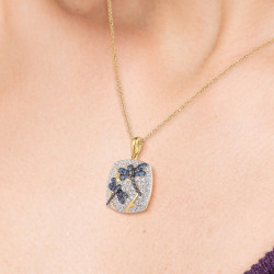 Blue Dragonfly Gold plated Sterling Silver Pendant