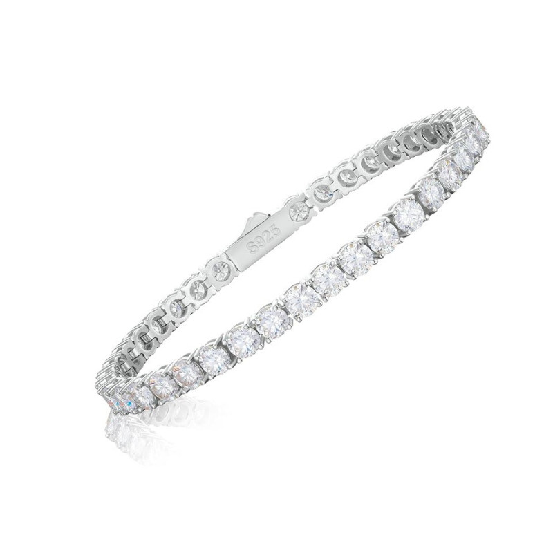 Spring Buckle 925 Silver VVS Moissanite Diamond Tennis Bracelet