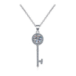 Key 6.5mm Moissanite Diamond Gold plated Pendant chain