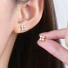 925 Sterling Silver Clover Moissanite Diamond Screw back Earrings