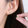 925 Sterling Silver Clover Moissanite Diamond Screw back Earrings
