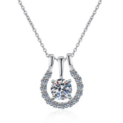2 way wearing 1 ct Moissanite diamond Gold plated Pendant chain