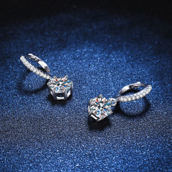 Dangle Moissanite Diamond Gold plated Hoop Earrings