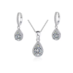 Water drop shape Dangle Moissanite Diamond Gold plated Jewelry set