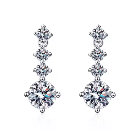 Stud Dangle Moissanite Diamond Gold plated Earrings