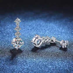 Stud Dangle Moissanite Diamond Gold plated Earrings