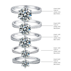 Classic Ring 1ct,2ct,3ct   Moissanite Diamond Gold plated
