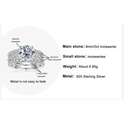 3ct Main Stone D Color Moissanite Ring Set Bridal Ring Set