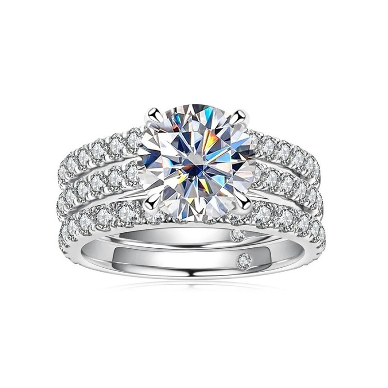 3ct Main Stone D Color Moissanite Ring Set Bridal Ring Set
